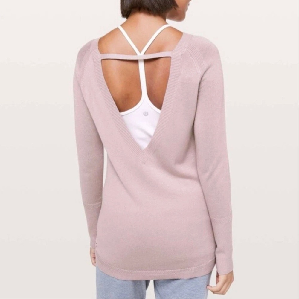 Lululemon Womens 4 Unity‎ Drop Back Sweater Pullover Lilac Cashmere Athleisure